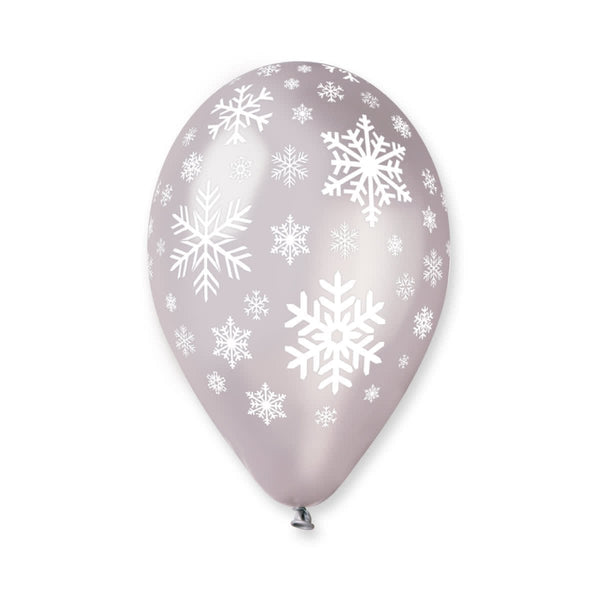 Gemar Latex Balloon #141 Clear Snowflakes Printed 12inch 50 Count Crystal Color - balloonsplaceusa