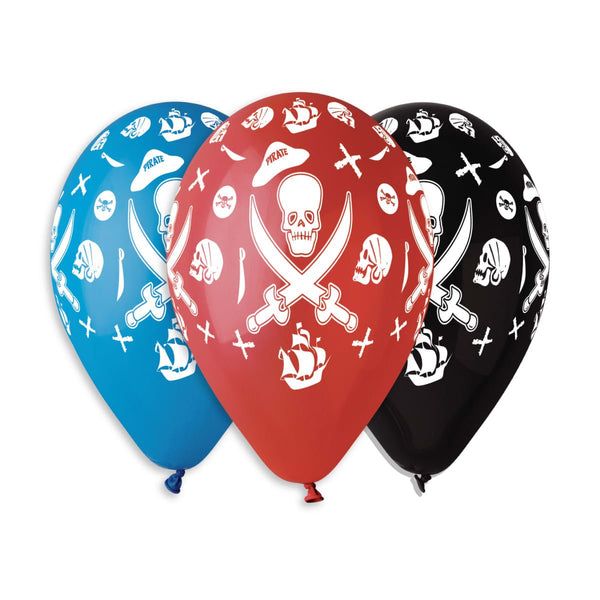 Gemar Latex Balloon #143 Assorted Pirate Printed 12inch 50 Count Solid Color - balloonsplaceusa