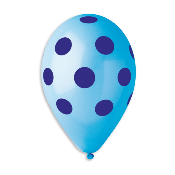 Gemar Latex Balloon #157 Clear Polka Dots Navy Blue Printed 12inch 50 Count Crystal Color - balloonsplaceusa