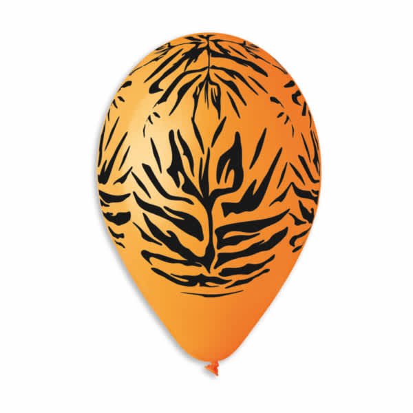 Gemar Latex Balloon #416 Orange Animal Stripes Printed 12inch 50 Count Solid Color - balloonsplaceusa