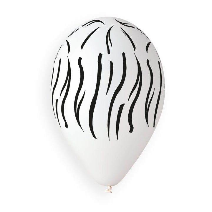 Gemar Latex Balloon #418 White Zebra Animal Stripes Printed 12inch 50 Count Solid Color - balloonsplaceusa