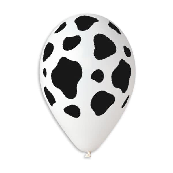 Gemar Latex Balloon #655 White Cow Printed 12inch 50 Count Solid Color - balloonsplaceusa