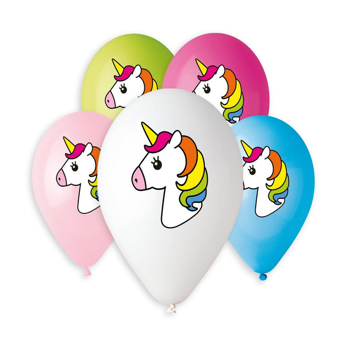 Gemar Latex Balloon #660 White Unicorn Printed 12inch 50 Count Solid Color - balloonsplaceusa