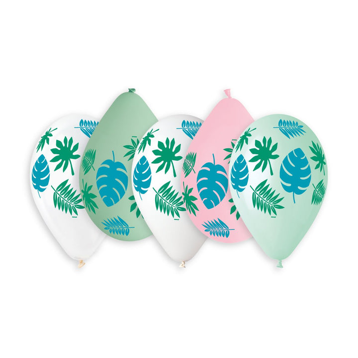 Gemar Latex Balloon #727 Assorted Tropical Leaves Printed 13inch 50 Count Solid Color - balloonsplaceusa
