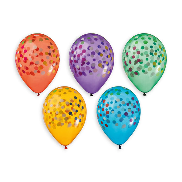 Gemar Latex Balloon #816 Assorted Confetti Printed 13inch 50 Count Crystal Color - balloonsplaceusa