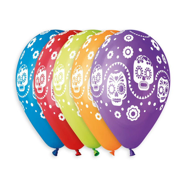 Gemar Latex Balloon #816 Assorted Sugar Skulls Printed 13inch 50 Count Solid Color - balloonsplaceusa