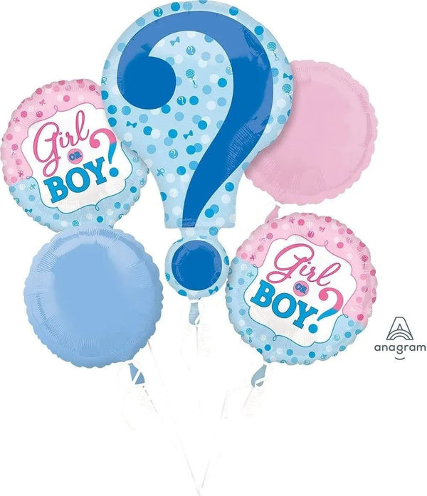 Gender Reveal Bouquet 1-28inc & 4-18Inc Balloons - balloonsplaceusa
