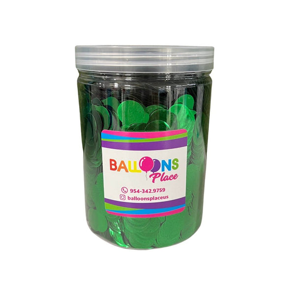 Jar Metallic Confetti Dots Green 250g - balloonsplaceusa