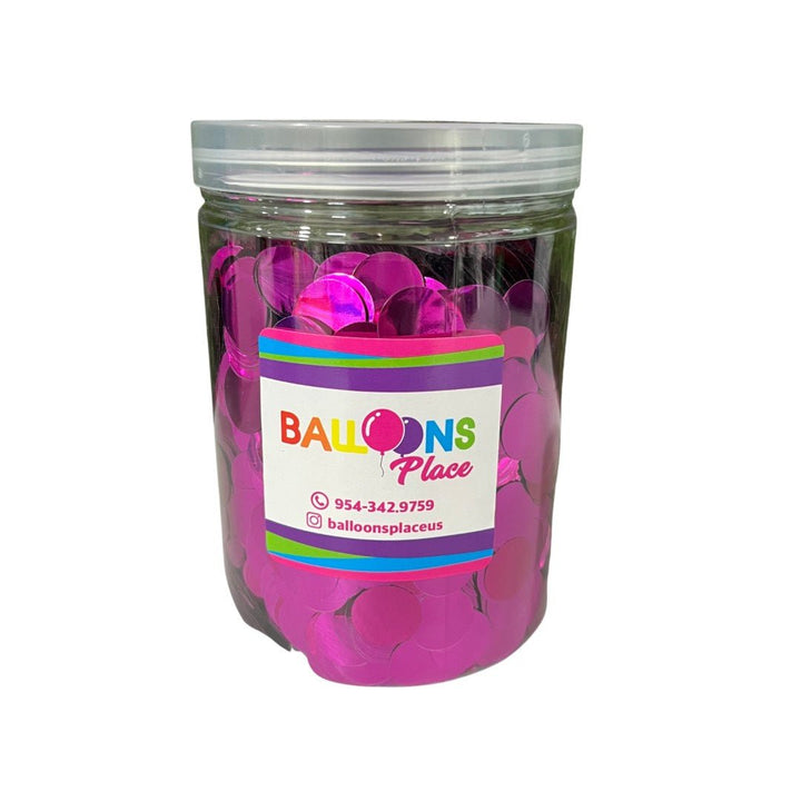 Jar Metallic Confetti Dots Hot Pink 250g - balloonsplaceusa