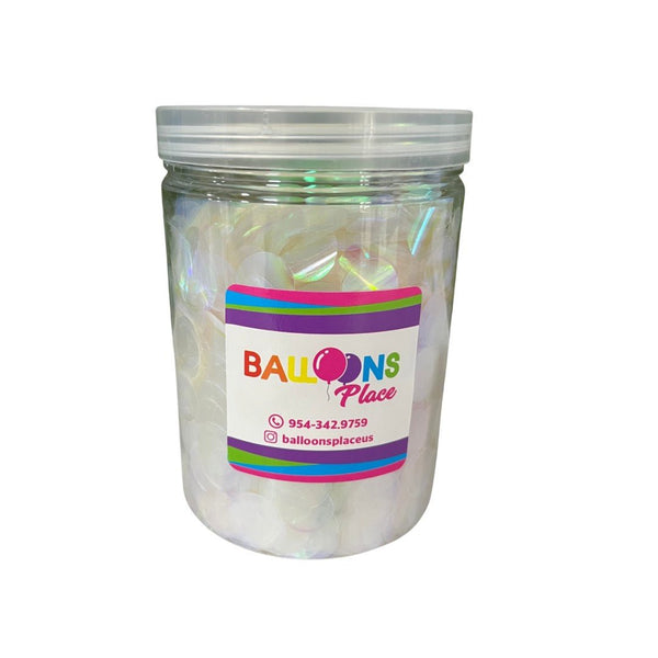 Jar Metallic Confetti Dots Iridescent 250g - balloonsplaceusa