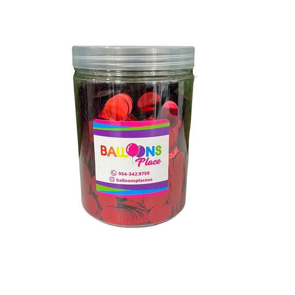 Jar Metallic Confetti Dots Red 250g - balloonsplaceusa