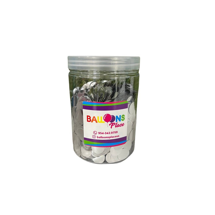 Jar Metallic Confetti Dots Silver 250g - balloonsplaceusa