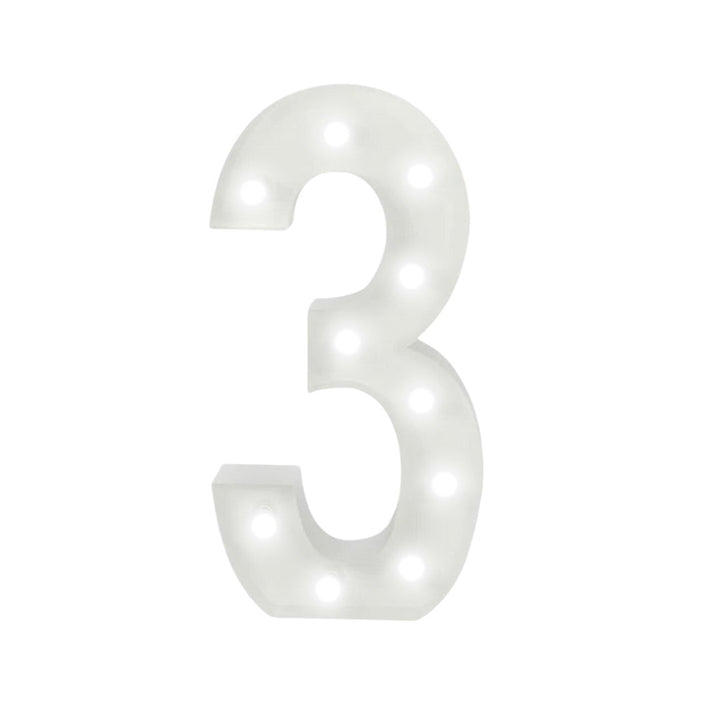 Marquee 4ft Metal Number 3 With White Lights - balloonsplaceusa