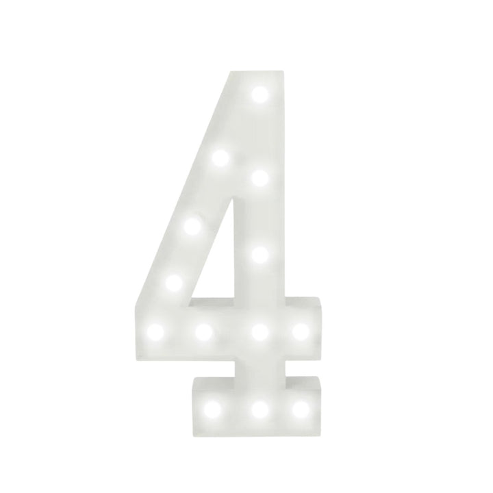 Marquee 4ft Metal Number 4 With White Lights - balloonsplaceusa