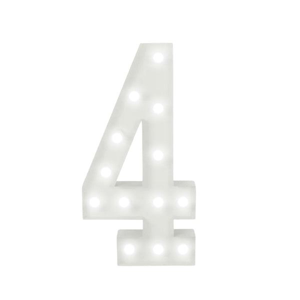 Marquee 4ft Metal Number 4 With White Lights / Rent - balloonsplaceusa