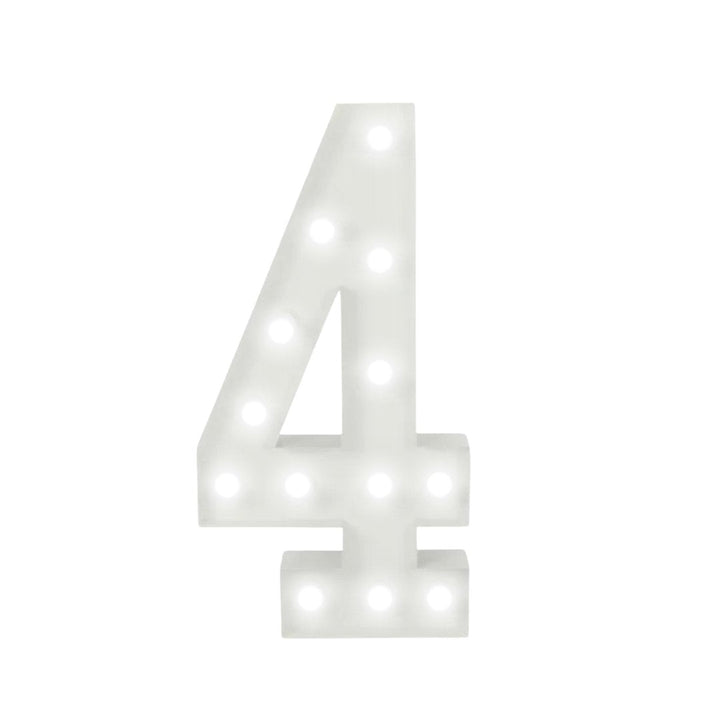 Marquee 4ft Metal Number 4 With White Lights / Rent - balloonsplaceusa