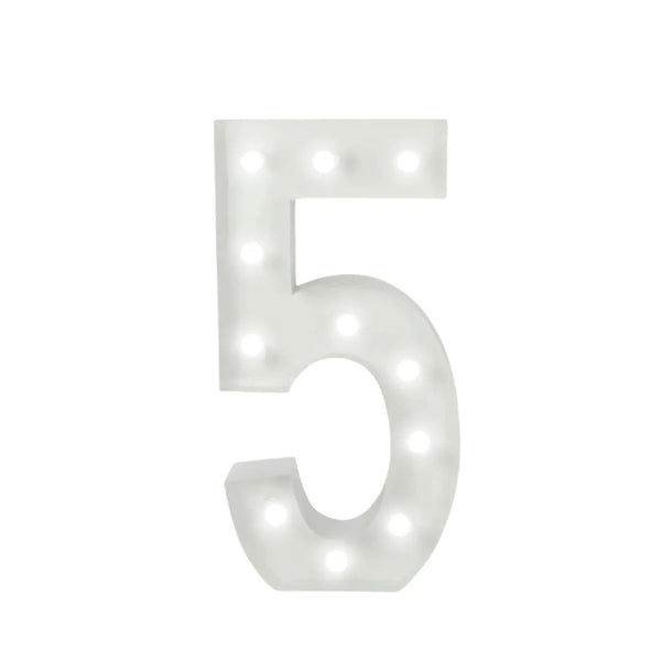 Marquee 4ft Metal Number 5 With White Lights / Rent - balloonsplaceusa