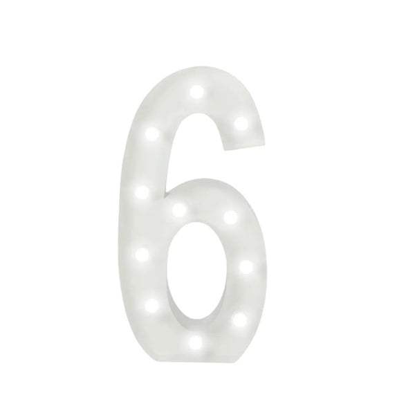 Marquee 4ft Metal Number 6 With White Lights / Rent - balloonsplaceusa