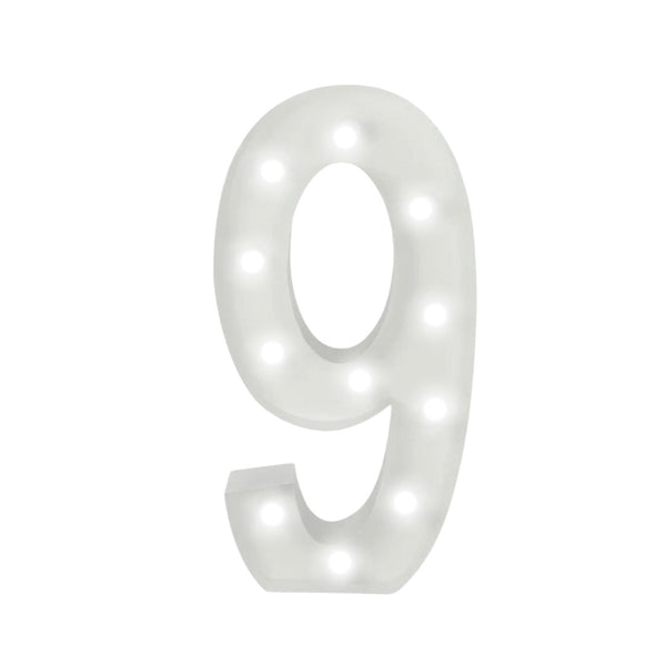 Marquee 4ft Metal Number 9 With White Lights - balloonsplaceusa