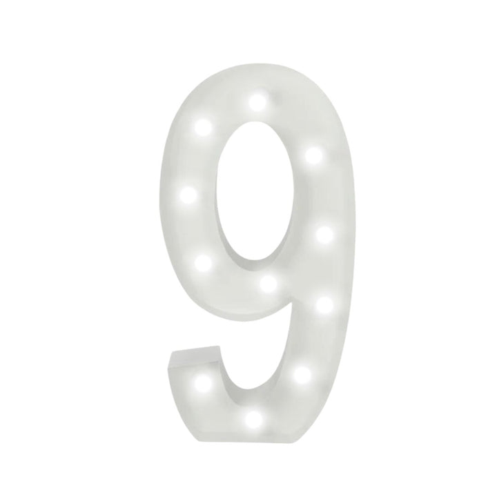 Marquee 4ft Metal Number 9 With White Lights / Rent - balloonsplaceusa