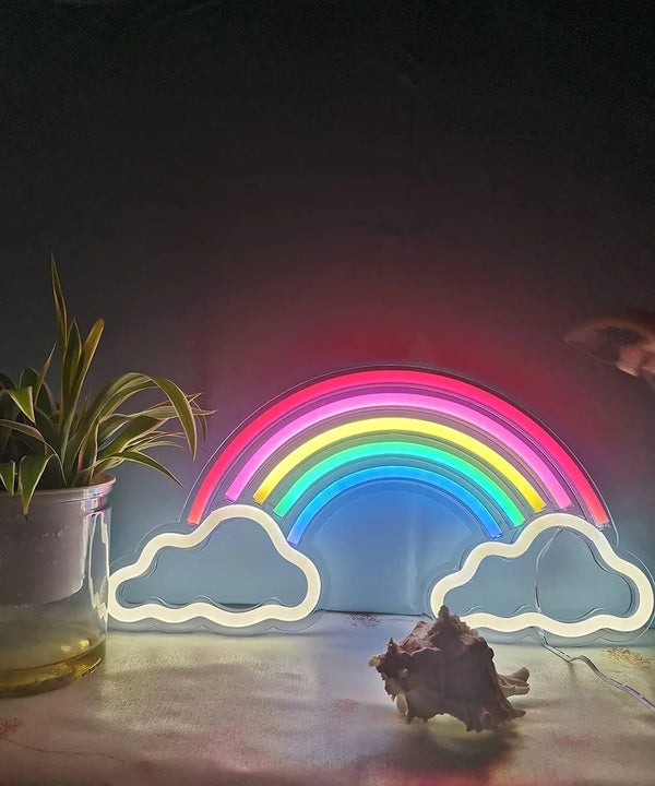 Rainbow & Cloud Neon Signs 16 x 8 inch LED - balloonsplaceusa