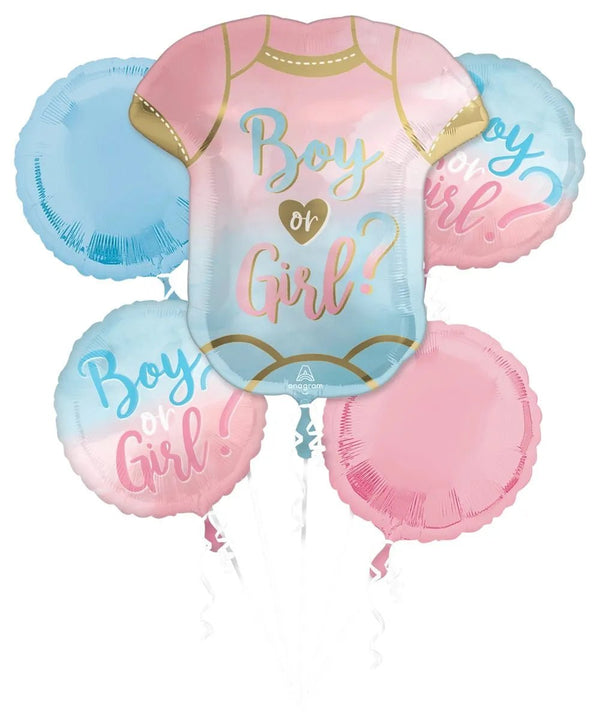 The Big Reveal Bouquet 1-24inc & 4-18Inc Balloons - balloonsplaceusa